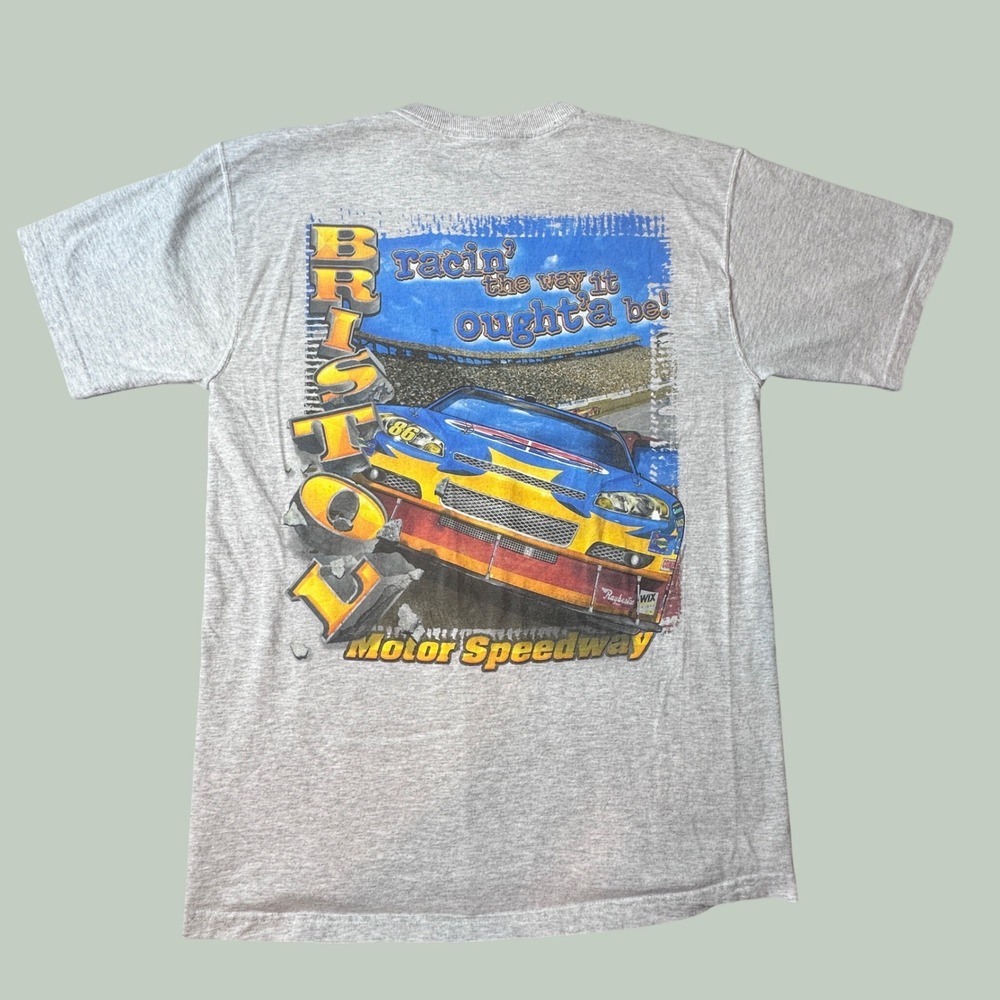 Bristol Motor Speedway T Shirt Mens M Gray SMI Racing NASCAR 2007 Graphic SMI